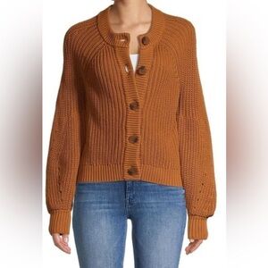 525 AMERICA Cognac cotton heavy knit balloon sleeves size large